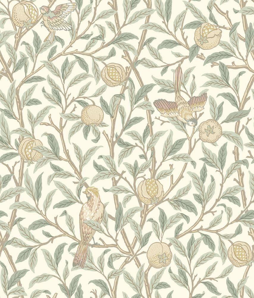 Bird & Pomegranate Turquoise/Coral - 212538 from William Morris